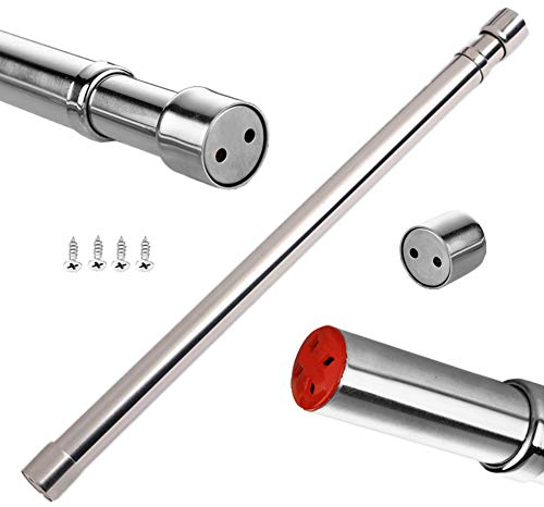 Sinzau - Barra extensible para armario, tubo de acero inoxidable con extremos