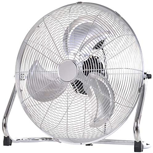 HOMCOM Ventilateur de Sol Ø51 cm Ventilateur Industriel sur pied 100 W avec 3 vitesses et inclinaison réglable à 120° en Métal pour chambre bureau Argenté