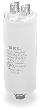DL-pro Condensateur universel 25 µF 450 V Ø 40 x 95 mm avec connecteurs AMP 6,3 mm et vis de fixation M8 CBB60 pour appareils électroménagers électriques