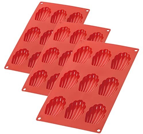 BEEK Moules en silicone 9 - Plateau anti-adhérent, lot de 3 moules à four pour faire du chocolat, gâteau, Gatine, Mousse à Cupol, Moule Muffin