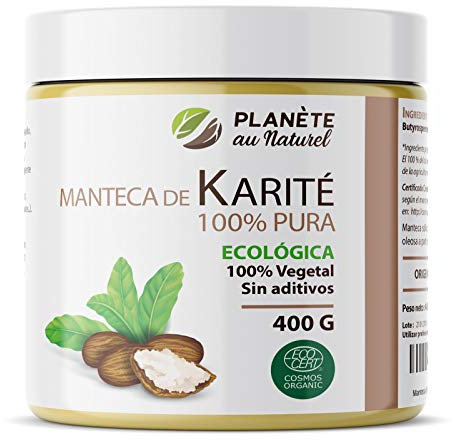 Manteca de Karité Ecológica 400 g - 100% Vegetal - Sin aditivos - Sin Refinar - para Cuerpo - Cara - Piel - Pelo- Uñas - Cabello