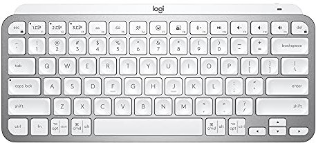 Logitech MX Keys Mini Minimalist Wireless Illuminated Keyboard, Compact, Bluetooth, Backlit, USB-C, Compatible with Apple macOS, iOS, Windows, Linux, Android, Metal Build - Pale Gray