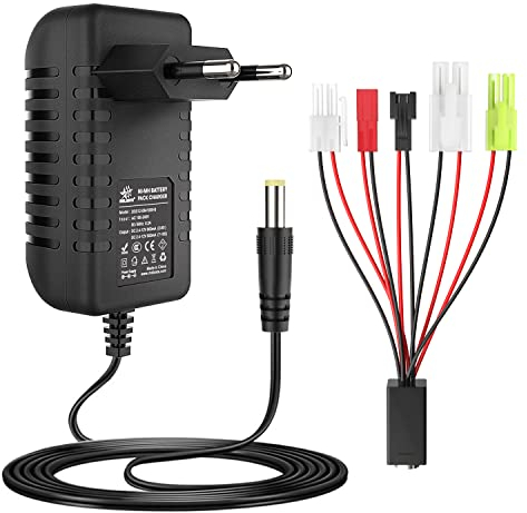 melasta Cargador Airsoft para Batería 2-10s NIMH/NICD 2.4V 3.6V 4.8V 6V 7.2V 8.4V 9.6V 10.8V 12V, Cargador RC Inteligente para Coche RC, Barco RC, Drone con Tamiya/Mini Tamiya/SM 2P/JST/HuanQi