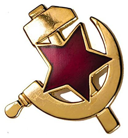 KAWADU Spilla a forma di falce e martello, con stella rossa dell'URSS, lega di zinco, metallo