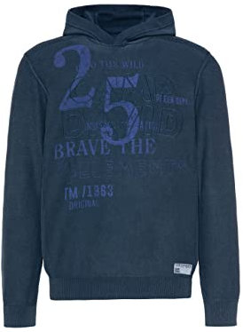 Camp David Herren Kapuzenpullover Stone Washed mit Logo Artworks Brave Blue XL