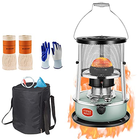 TESZON Petroleumofen für innenräume, Nicht elektrisch, petroleumheizung für innenräume, petroliumheizer Aufbewahrungstasche, 4,5 l (Farbe : Grün)