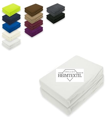 EXKLUSIV HEIMTEXTIL Doppelpack Marke Frottee Spannbettlaken 80% Baumwolle, 20% Polyester Öko - Tex Zertifiziert, Markenqualität, Matratzenhöhe bis 25 cm, Weiß 90 x 200 cm