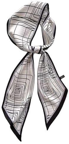 GIMIRO Sciarpa in seta satinata, 148 x 13,5 cm, cravatta a doppio strato, per blazer, cappotto, abito, White Panes, 148cm x 13,5cm