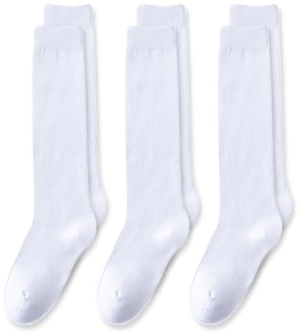EPEIUS - Girls Knee High Socks Seamless Cotton School Uniform Socks for Boys and Girls 3/5 Pack, Plain White 3 Pack, 5-7 Years, Plain White 3 Pack, 5-7 años