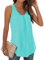 WIHOLL Tank Top Damen Sommer Locker T Shirt ärmellos V Ausschnitt Oberteile Blusen Tuniken Tshirt 2025 Grüner See M