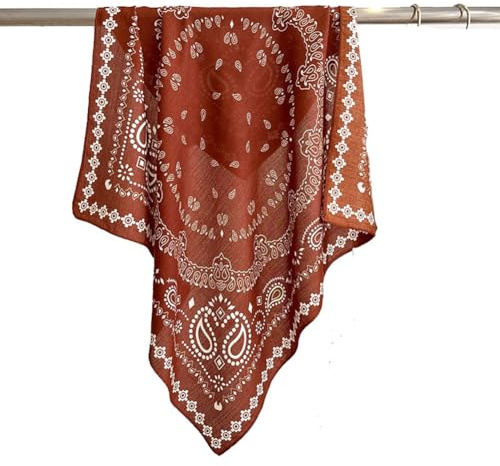 Yurosiay Pañuelo para el cuello para mujer, diseño vintage, muselina, suave algodón y lino, bufanda para mujer, ligera, multicolor, cuadrada, pañuelo de seda, pañuelo de seda, paño de algodón pequeño,