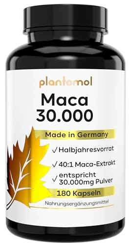 30.000mg pro Kapsel - 180 Maca Kapseln hochdosiert - 750mg Maca-Extrakt 40:1 = 30.000mg Maca-Pulver - 1 Kapsel/Tag - Halbjahresvorrat