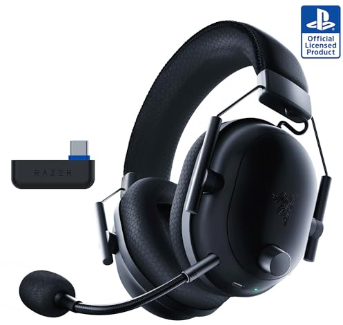 Razer BlackShark V2 Pro Wireless PlayStation Gaming Headset: 50mm Drivers - Super Wideband Mic - Noise Isolating Earcups - For PS5, Nintendo Switch 2, PC, Mac - Bluetooth, USB-C - 70hr Battery – Black