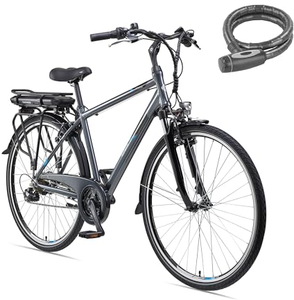 TELEFUNKEN E-Bike Herren Elektrofahrrad Alu 28 Zoll mit 21-Gang Kettenschaltung, Pedelec Trekkingrad mit Fahrradschloss und Hinterrad-Motor 250W 10,4Ah, 36V Akku, XT481 Expedition