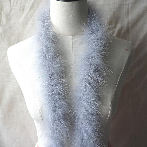 Anevous Fjäderboa, längd ca. 2 m, enfärgad fjäder Boa fjäderstola fjäderhalsduk kostym tillbehör, fjäderränder bröllopsdekorationer för 20-talet, karneval, halloween, temafest teparty, ljusgrå