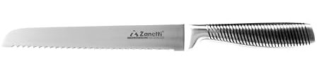 Zanetti, Coltello Pane Modello Ultra, Coltello Acciaio Inox, Lama 20 cm, Spessore 2.5 mm, Coltello Cucina Lama Seghettata, Manico Vuoto Acciaio Inox