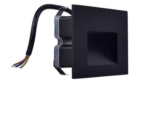 Faretto segnapassi da esterno lampada da muro IP65 LED 5W ad incasso per scatola cassetta 503 scale giardino viale gradini, CCT 3 Tonalità selezionabile luce fredda Luce calda Luce Naturale (Nero)