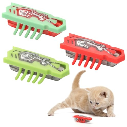 TNSLAND giocattolo elettrico per gatti 3 pezzi, giocattolo interattivo per gatti gatto topo giocattolo, in forma di insetto bscarafaggio gioco per cani e attività