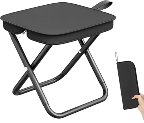 SilverChry Taburete Plegable, Silla Plegable Camping, Banqueta Plegable Portatil con Bolsa de Transporte, Taburetes Plegables para Actividades al Aire Libre como Pesca,Senderismo,Camping,Soporta 180KG