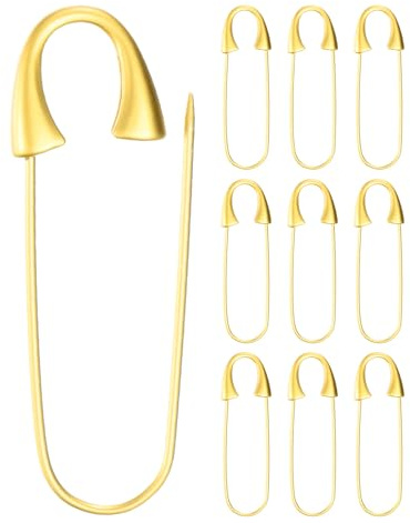 M METERXITY 10 Unidades De Alfiler De Seguridad Grande De 1.93 Pulgadas (49mm) De Aleación De Zinc para Coser Ropa/Vestuario/Faldas/Prendas [Color Dorado]