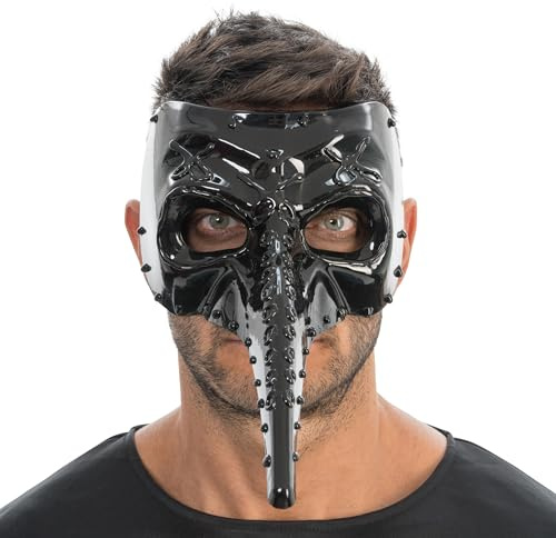 Chaks - Máscara de la peste Doctor en negro, máscara con pico, Edad Media, accesorios para disfraces de terror para Halloween y carnaval