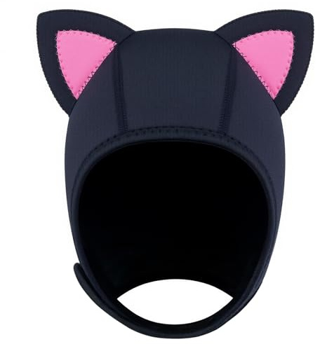 Dizokizo Neoprene Cat Ears Thermal Hood for Men Women, 3mm Neoprene Swimming Cap with Flow Ventilation for Snorkeling, Diving, Surfing, Water Sports (XL)