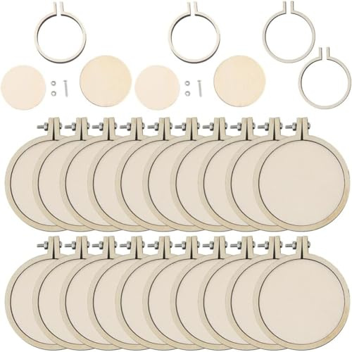 Wisyurt Cadre ¨¤ Broder en Bois Ajustable de 2 Pouces, Anneau pour Arts et M¨¦Tiers, Cercle Rond en Vrac pour Projets Faits Main.