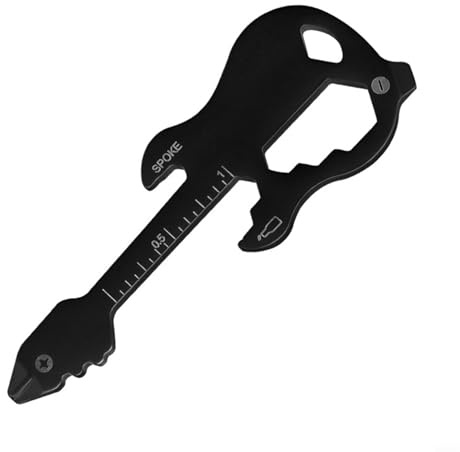 Keychain Multitool Pocket Tool Card,Stainless Steel Camping Survival Gadget,with Bottle Opener, Screwdriver, Bike Spoke Key, Ruler for Hiking, Travel Gear(Guitar Silver)