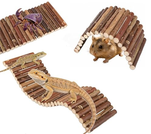 AOCGDDS Wooden Reptile Hideout 2PCS, Bendable Bridge Habitat Decor
