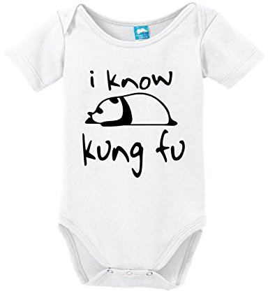 Sod Uniforms I Know Kung Fu Printed Infant Bodysuit Baby Romper White 3-6 Month