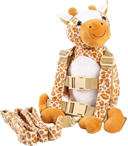 Berhapy 2 in 1 Monkey Toddler Safety Harness Backpack Children's Walking Leash Strap (giraffe)