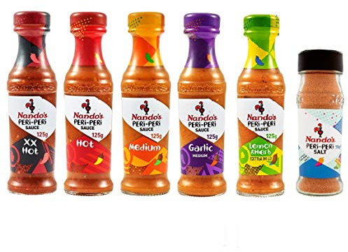 Peri-Peri Salt & 5 Assorted Multi-Flavours Nando's Sauce 125g (Pack of 6)