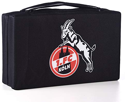 1. FC Köln Klappsitzkissen schwarz, Sitzkissen, Kissen, Stadionkissen - Plus Lesezeichen I Love Köln