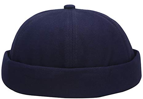 Umeepar Unisex Cotton Docker Hat Cap Cuffed Beanie Hat Harbour Sailor Summer Hat for Men Women (Dark Blue)