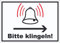 Bitte klingeln Pfeil rechts Aufkleber A9 (37x52mm)