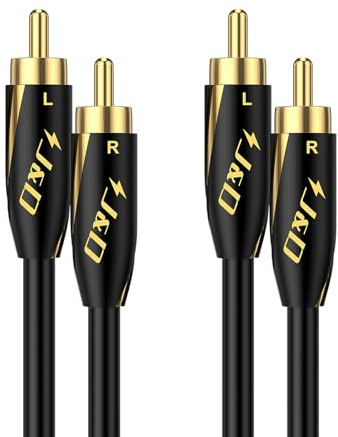 J&D Audiophiles RCA Cable, 24 AWG 2RCA Male to Male Stereo Interconnect Audio Cord, Gold-Plated Subwoofer Cable for Home Theater, HDTV, Amplifiers, Hi-Fi Systems, Speakers, 3 Feet/90 cm