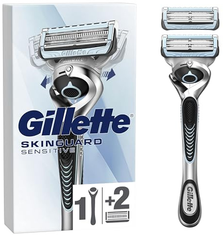 Gillette SkinGuard Sensitive Flexball Rasierer für Herren mit Tendenz zu Reizungen, 1 Griff + 1 Ersatz-Rasierer
