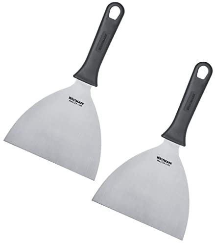 Westmark 2 Profi-Schaber/Grill-Spachtel, Gerade, Starr, Geschlossen, Klingenmaß: 15 x 13 cm, Länge: 26 cm, Rostfreier Edelstahl/Kunststoff, Master Line, Schwarz/Silber, 133122E3