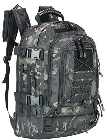 ZSearARMY Grand sac à dos tactique militaire pour homme avec système de bricolage pour voyage, travail, camping, chasse, randonnée, sport, Camouflage nuit, Large, Tactique