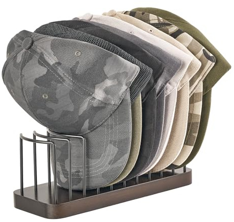 Mkono Hat Organizer and Display Stand for 10 Caps - Tabletop Storage Rack for Desk, Closet, Shelf, Dresser