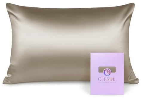 OLESILK Seide Kissenbezug Kissenhülle Haar- und Hautpflege mit Reißverschluss 16 Momme 1 Stück Taupe 50x90cm
