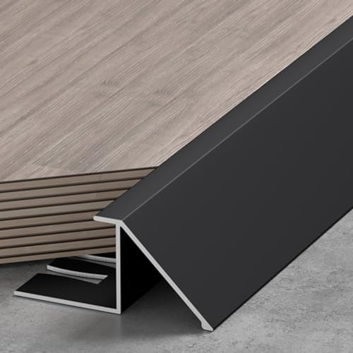 EliteBloom Transition Strip Wood Flooring Transition Ramp Reducer, Indoor Metal Threshold Cover for Uneven Floors/Tiles/Carpet, Laminate Underlay Edge Trimming Bar (Color : Black, Size : 16Mm-18Mm)