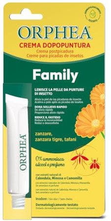 Orphea Crema Dopopuntura, Sollievo Rapido da Punture di Insetti, Zanzare, Pappataci, Tafani, Formula Delicata per Pelli Sensibili, 15ml