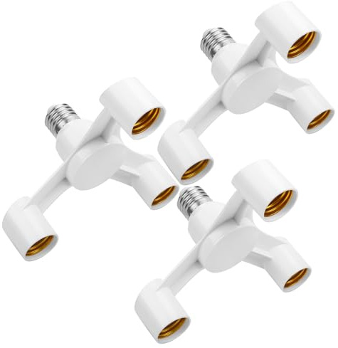 Yiahin Portalampada splitter E27, doppio portalampada, splitter LED, adattatore splitter 3 in 1, attacco E27, 3 lampadine in 1, convertitore E27 a attacco E27, 3 pezzi