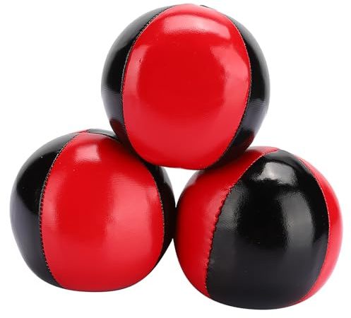 Masyrt 3 pelotas de malabares rojas y negras, juguetes portátiles de circo EPS para principiantes, malabares de piel sintética para principiantes y expertos