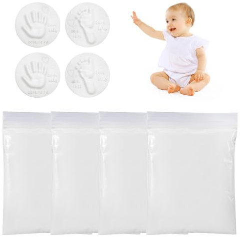 Set für Gipsabdruck Baby Hand und Fuß, Fußabdrücke und Handabdrücke des Babys, aus Ton, Form-Set, 3D-Hand- und Fußabdrücke, Baby, weicher Ton, ideal als Geschenk zur Geburt, 4 Stück