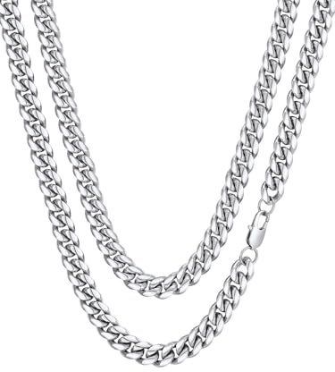 FaithHeart Halsband män pansarkedja rostfritt stål kedja damer kubanska kedjor 6 mm/10 mm/14 mm bred herrkedja smycken tillbehör kedjelängd 36 cm till 75 cm valbar, Rostfritt stål