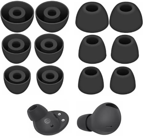 Rhinenet Ear Tips for Galaxy Buds 2 Pro In Ear tips buds Cover Eartips, Fit in The Charging Case Compatible with Samsung Galaxy Buds pro 2 Earbuds Silicone Ear Cover Earplugs S/M/L 6 Pairs (Black)