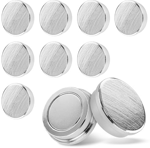 Poppstar 10 neodymiummagneter skrivform Ø 30 mm, höjd 9 mm, extra starka, vidhäftningskraft upp till 22 kg, silver