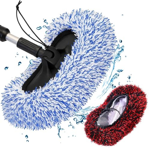 2 Housse de Brosse de Lavage Premium, Nettoyage Voiture Douce et Délicate, sans Rayures, Bien Absorption d'eau et Rétention de Mousse, Inclut Un Sac de Rangement, Adaptée à Toutes Les Brosses